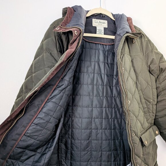 L.L. Bean Women's Upcountry Waxed Down Hooded Coat | Size M - Picture 3 of 8
